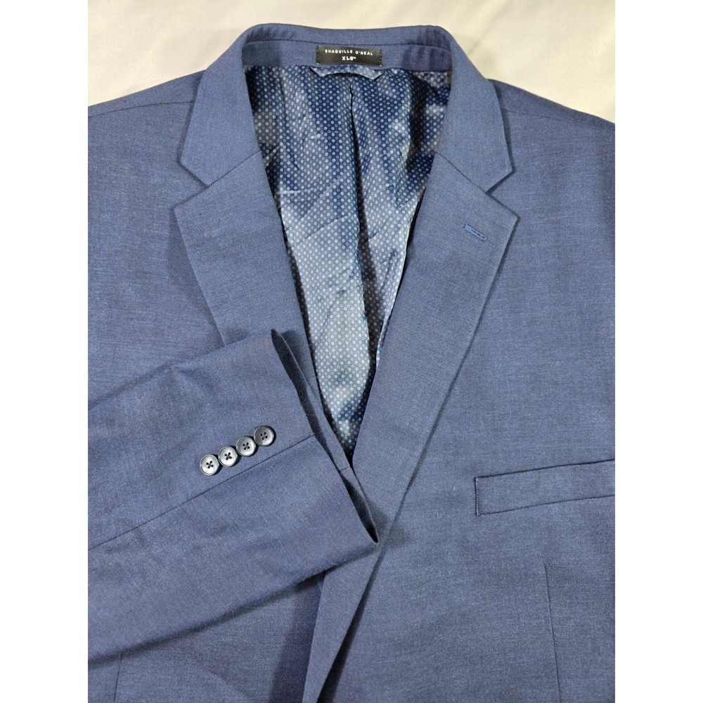 Shaquille O'Neal XLG Stretch Suit Jacket Blazer Men 56L Blue Two Button